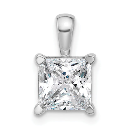 14K White Gold 2 1/2 Carat Lab Grown Diamond Vs+ F+ Princess Complete Four Prong Pendant