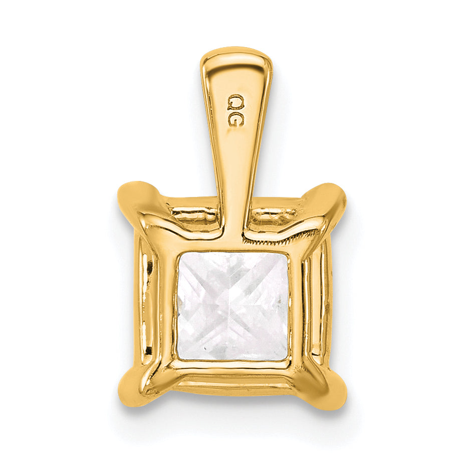 14K Yellow Gold 2 1/2 Carat Certified Lab Grown Diamond Vs+ F+ Princess Complete Four Prong Pendant