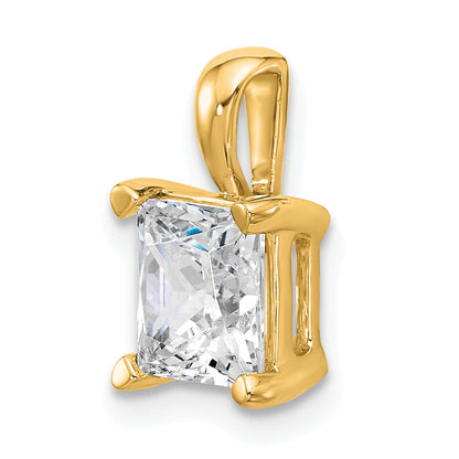 14K Yellow Gold 2 1/2 Carat Certified Lab Grown Diamond Vs+ F+ Princess Complete Four Prong Pendant