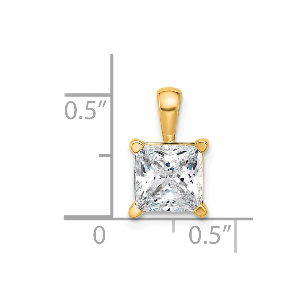 14k Yellow Gold 2 1/2 Ct. Certified Lab Grown Diamond VS/SI+ G+ Princess Four Prong Pendant