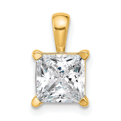 14k Yellow Gold 14k 2 1/2 carat Lab Grown Diamond VS+ F+ Princess Complete Four Prong Pendant