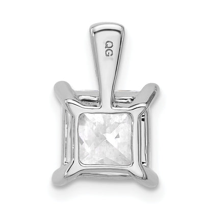 14K White Gold 3 Carat Lab Grown Diamond Vs+ F+ Princess Complete Four Prong Pendant