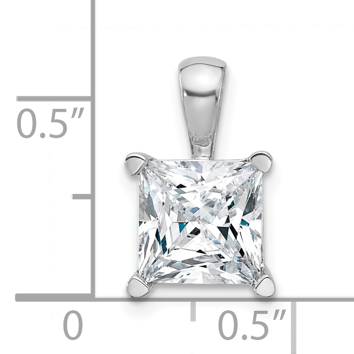 14K White Gold 3 Carat Certified Lab Grown Diamond Vs+ F+ Princess Complete Four Prong Pendant