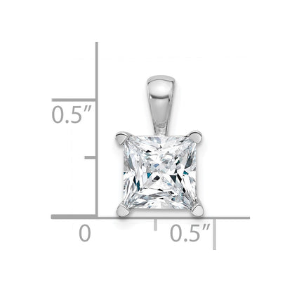 14k White Gold 3 Ct. Certified Lab Grown Diamond VS/SI+ G+ Princess Four Prong Pendant