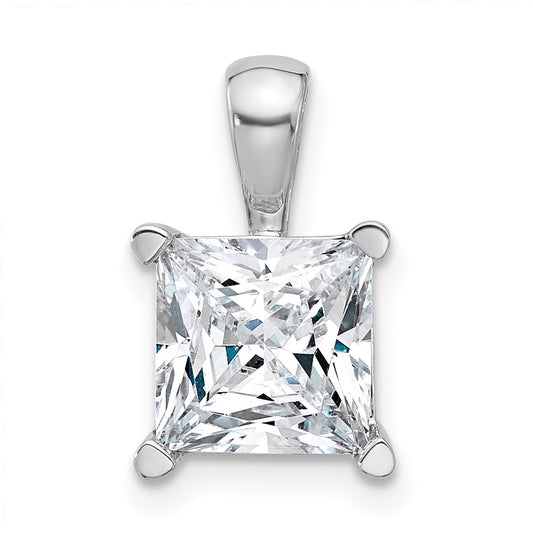 14k White Gold 3 Ct. Certified Lab Grown Diamond VS/SI+ G+ Princess Four Prong Pendant