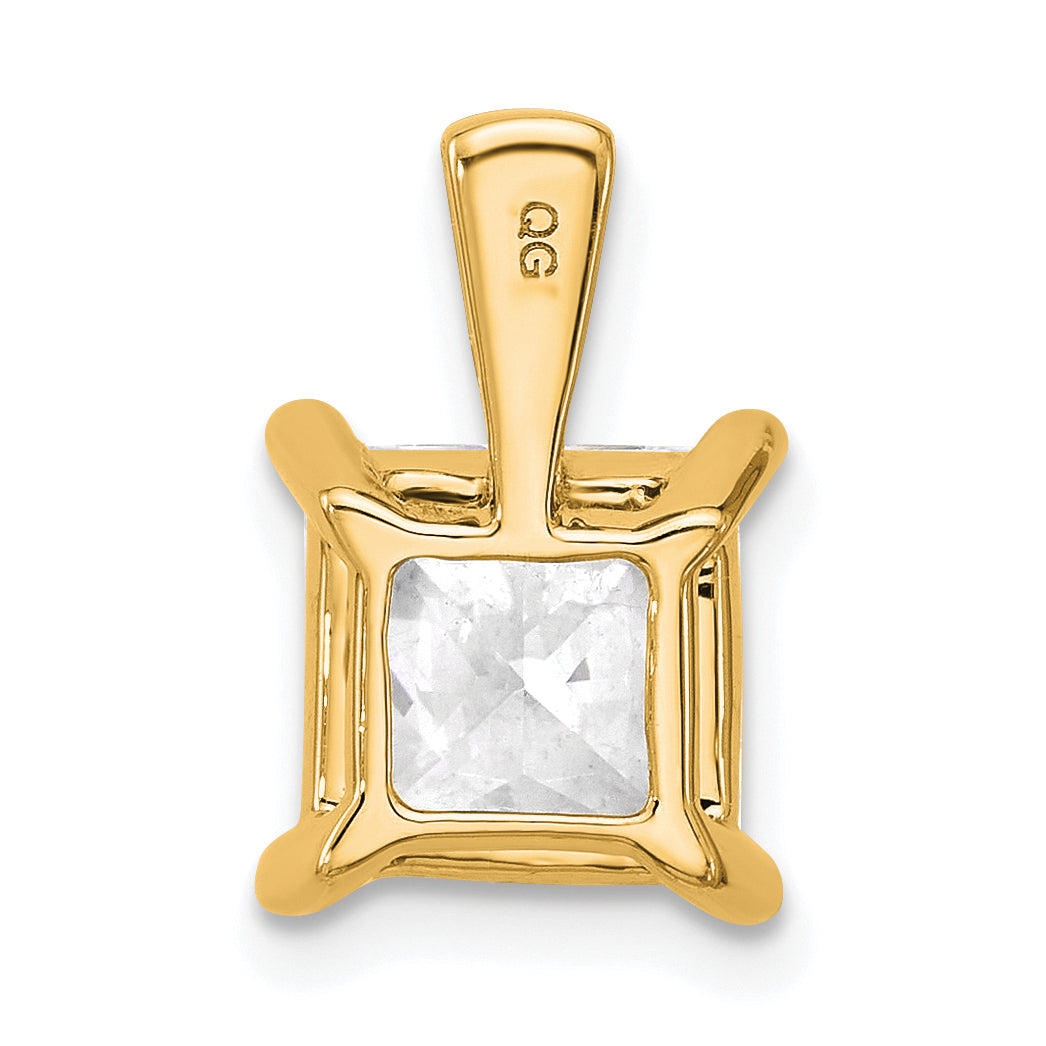 14K Yellow Gold 3 Carat Certified Lab Grown Diamond Vs+ F+ Princess Complete Four Prong Pendant
