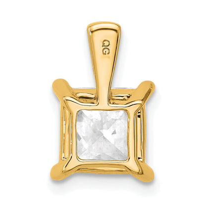 14K Yellow Gold 3 Carat Certified Lab Grown Diamond Vs+ F+ Princess Complete Four Prong Pendant