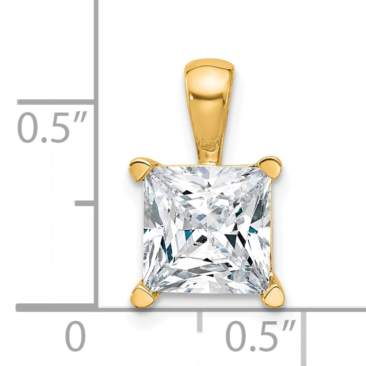 14K Yellow Gold 3 Carat Certified Lab Grown Diamond Vs+ F+ Princess Complete Four Prong Pendant