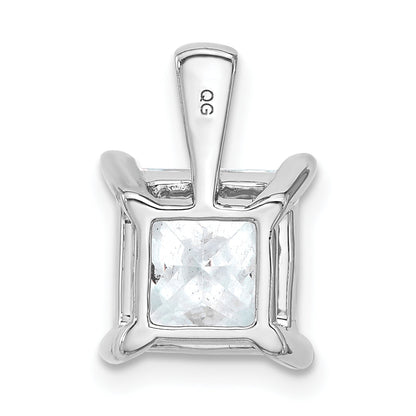 14K White Gold 4 Carat Lab Grown Diamond Vs+ F+ Princess Complete Four Prong Pendant