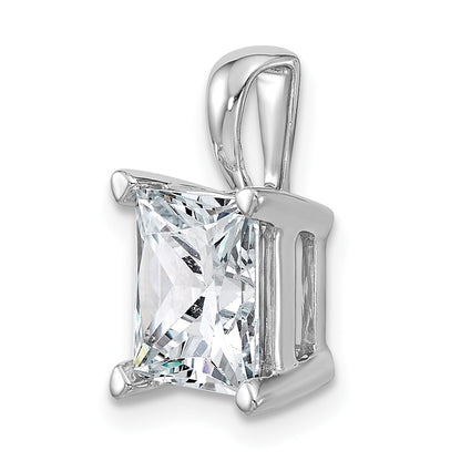14k White Gold 4 Ct. Lab Grown Diamond VS/SI+ G+ Princess Four Prong Pendant