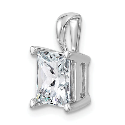 14K White Gold 4 Carat Lab Grown Diamond Vs+ F+ Princess Complete Four Prong Pendant