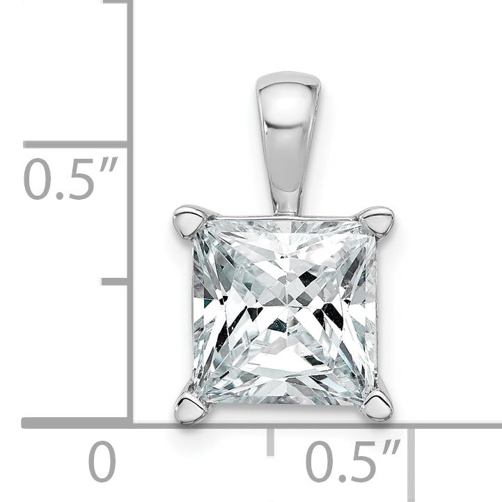 14K White Gold 4 Carat Certified Lab Grown Diamond Vs+ F+ Princess Complete Four Prong Pendant