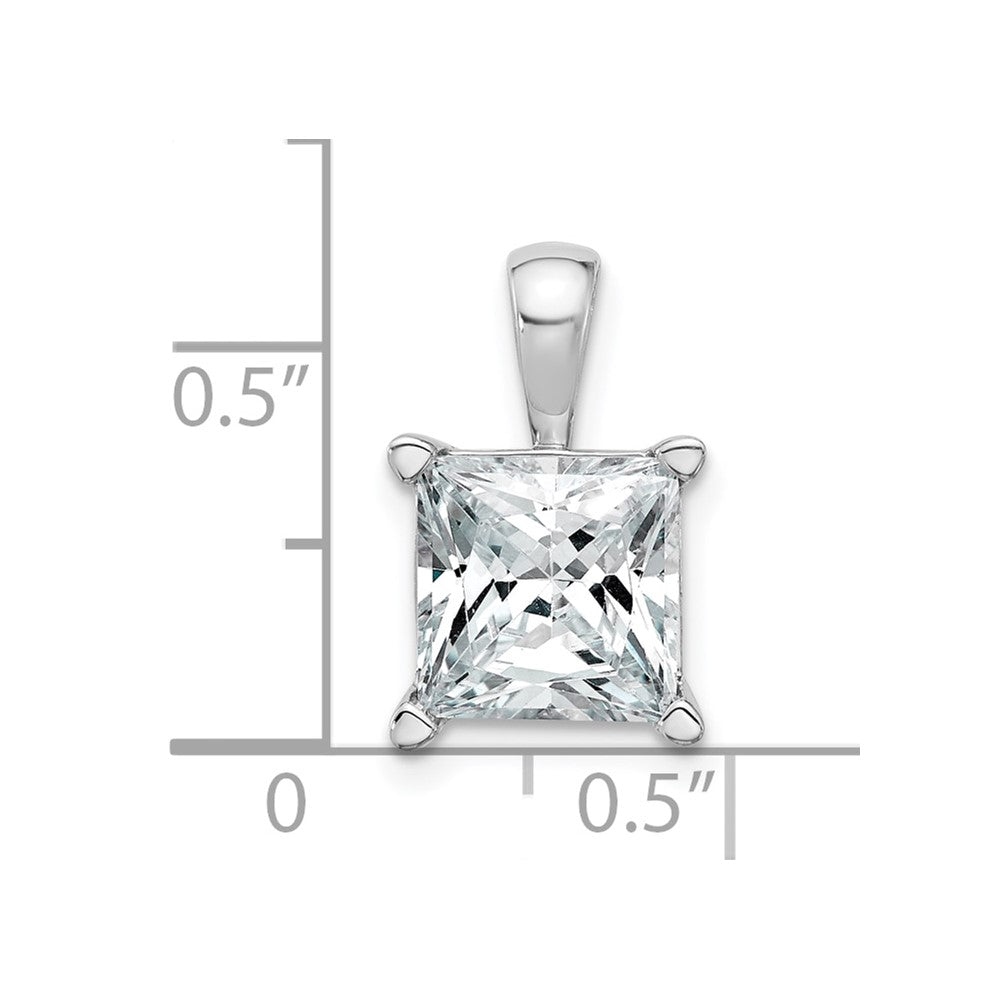 14k White Gold 4 Ct. Lab Grown Diamond VS/SI+ G+ Princess Four Prong Pendant