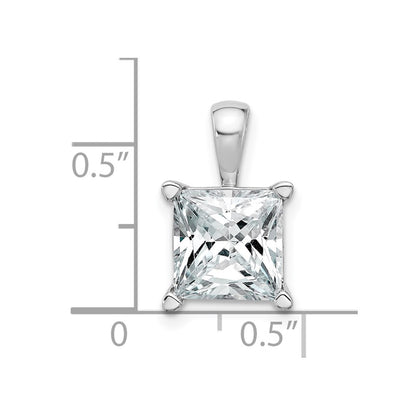 14k White Gold 4 Ct. Lab Grown Diamond VS/SI+ G+ Princess Four Prong Pendant