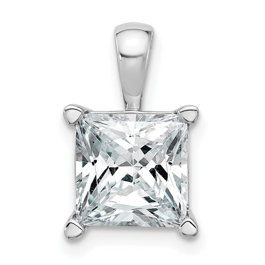14k White Gold 4 Ct. Lab Grown Diamond VS/SI+ G+ Princess Four Prong Pendant