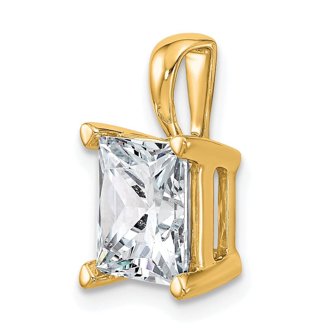 14K Yellow Gold 4 Carat Lab Grown Diamond Vs+ F+ Princess Complete Four Prong Pendant