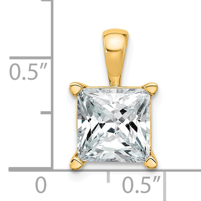 14K Yellow Gold 4 Carat Certified Lab Grown Diamond Vs+ F+ Princess Complete Four Prong Pendant