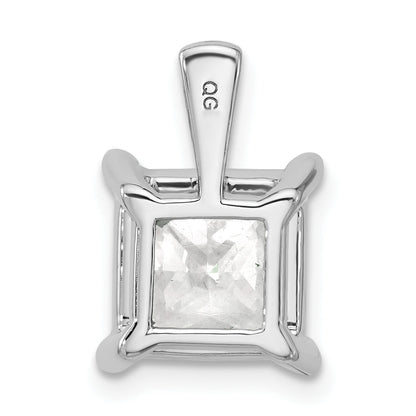 14K White Gold 5 Carat Lab Grown Diamond Vs+ F+ Princess Complete Four Prong Pendant