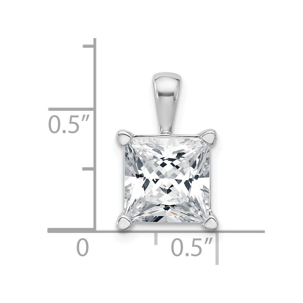 14k White Gold 5 Ct. Certified Lab Grown Diamond VS/SI+ G+ Princess Four Prong Pendant