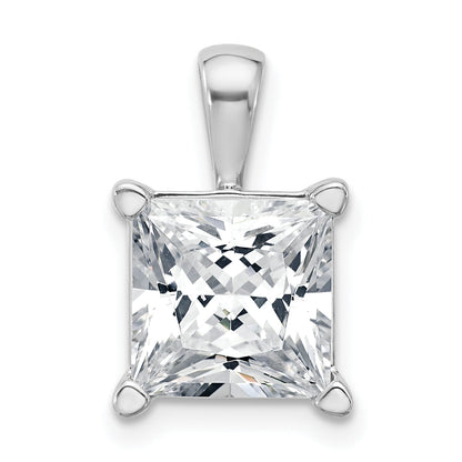 14K White Gold 5 Carat Lab Grown Diamond Vs+ F+ Princess Complete Four Prong Pendant