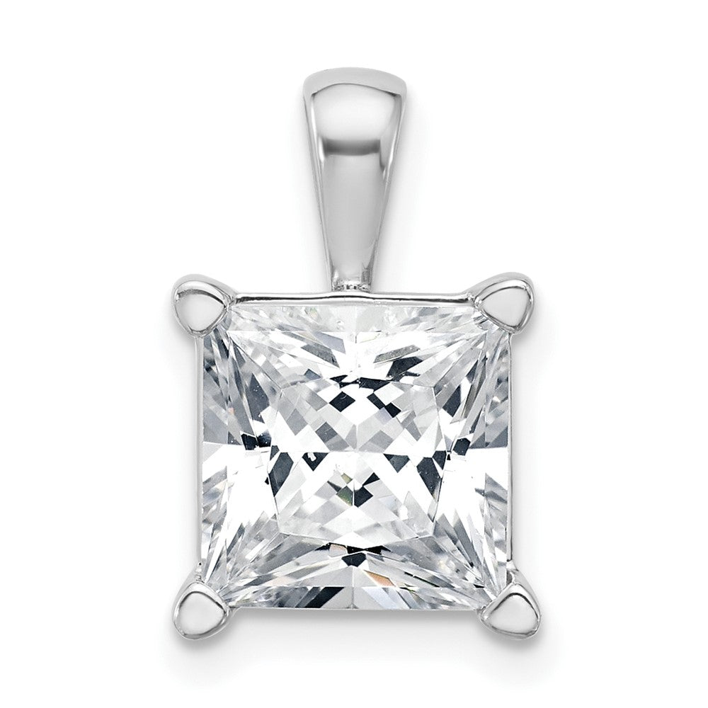 14k White Gold 5 Ct. Lab Grown Diamond VS/SI+ G+ Princess Four Prong Pendant