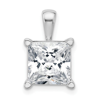 14k White Gold 5 Ct. Lab Grown Diamond VS/SI+ G+ Princess Four Prong Pendant