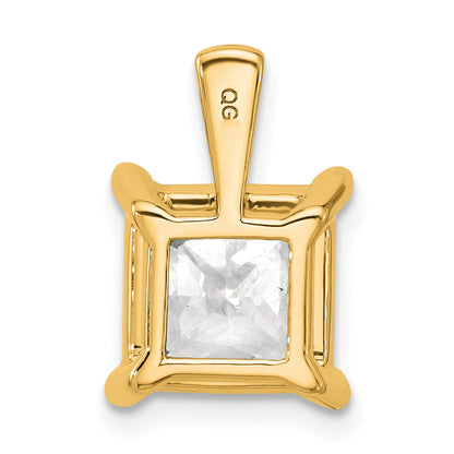 14K Yellow Gold 5 Carat Lab Grown Diamond Vs+ F+ Princess Complete Four Prong Pendant