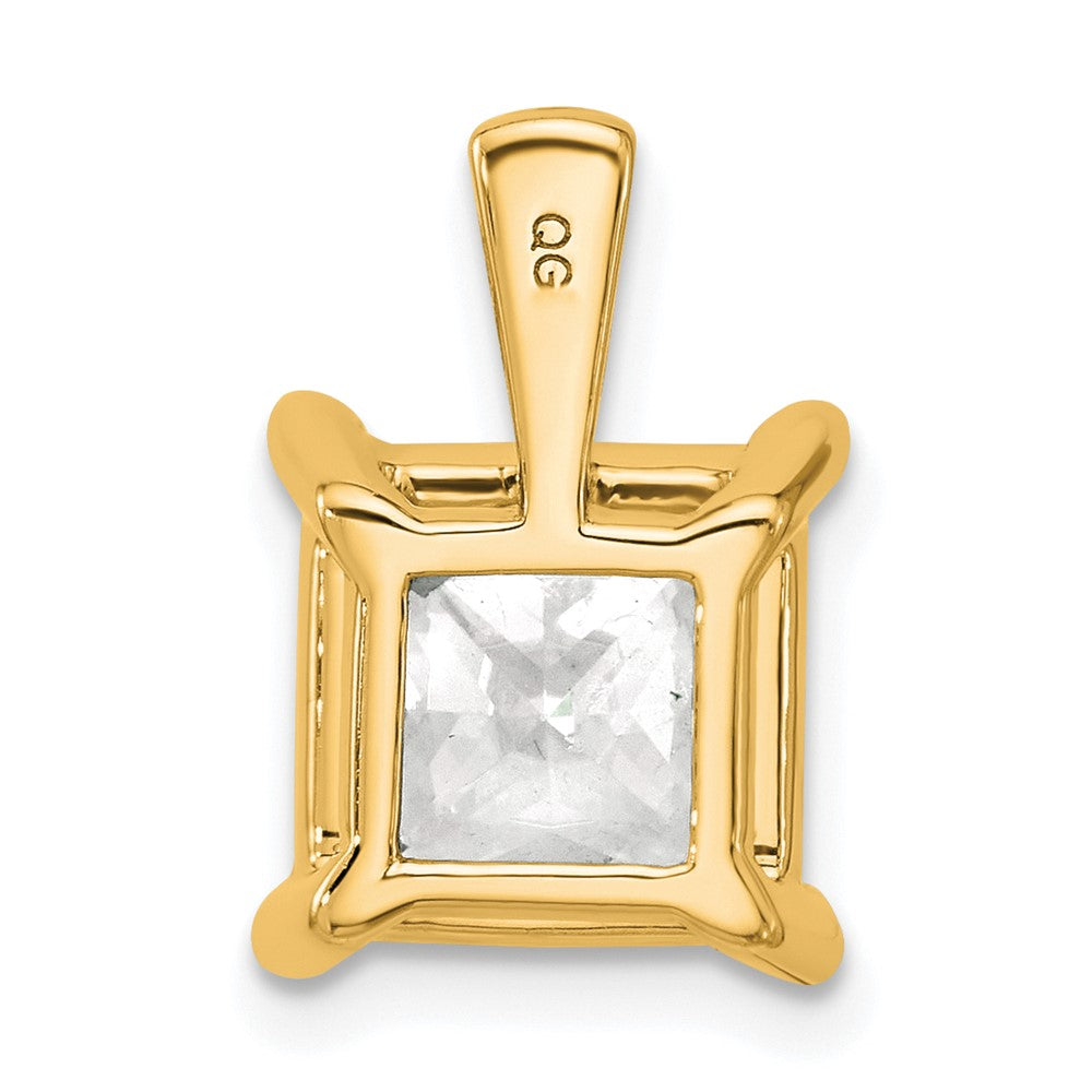 14k Yellow Gold 5 Ct. Certified Lab Grown Diamond VS/SI+ G+ Princess Complete Four Prong Pendant