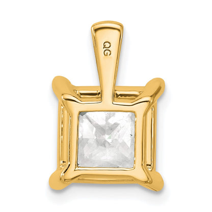 14k Yellow Gold 5 Ct. Certified Lab Grown Diamond VS/SI+ G+ Princess Complete Four Prong Pendant