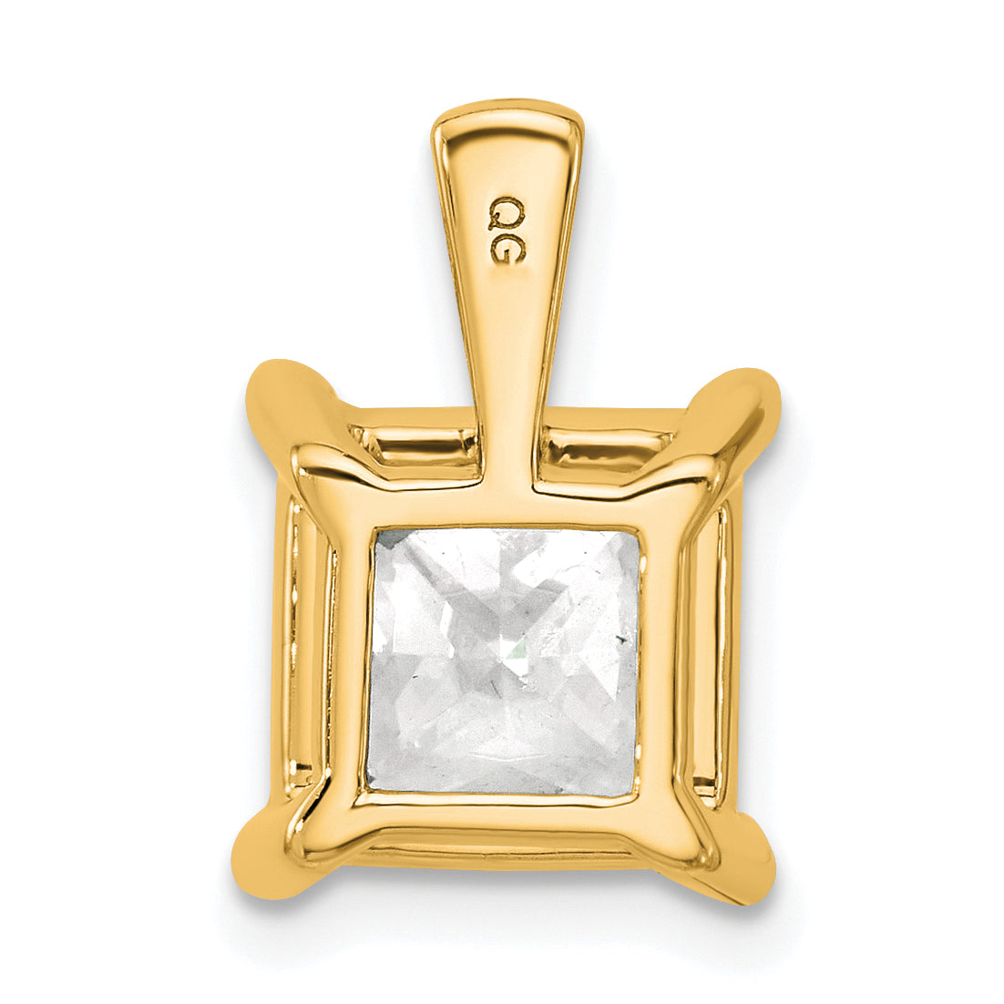 14K Yellow Gold 5 Carat Certified Lab Grown Diamond Vs+ F+ Princess Complete Four Prong Pendant