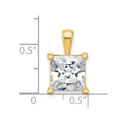 14k Yellow Gold 5 Ct. Lab Grown Diamond VS/SI+ G+ Princess Four Prong Pendant