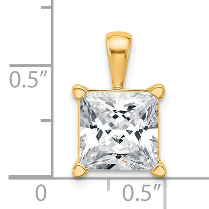 14K Yellow Gold 5 Carat Certified Lab Grown Diamond Vs+ F+ Princess Complete Four Prong Pendant