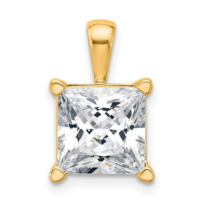 14k Yellow Gold 5 Ct. Certified Lab Grown Diamond VS/SI+ G+ Princess Complete Four Prong Pendant