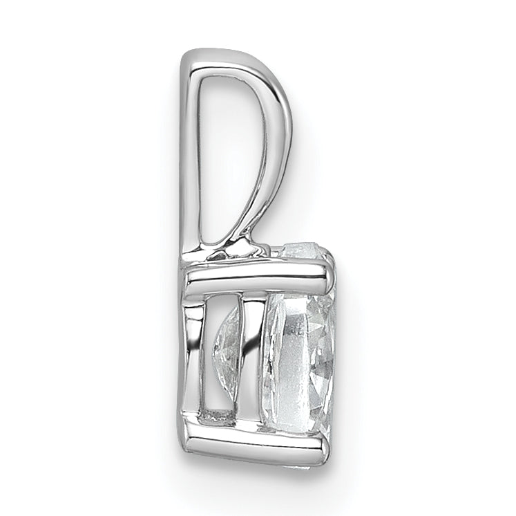 14K White Gold 1/2 Carat Lab Grown Diamond Vs+ F+ Oval Complete Four Prong Pendant