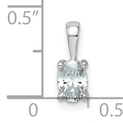 14K White Gold 1/2 Carat Lab Grown Diamond Vs+ F+ Oval Complete Four Prong Pendant