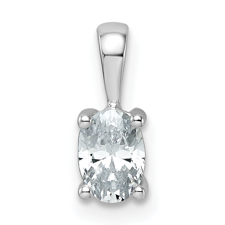 14K White Gold 1/2 Carat Certified Lab Grown Diamond Vs+ F+ Oval Complete Four Prong Pendant