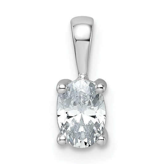 14K White Gold 1/2 Carat Lab Grown Diamond Vs+ F+ Oval Complete Four Prong Pendant
