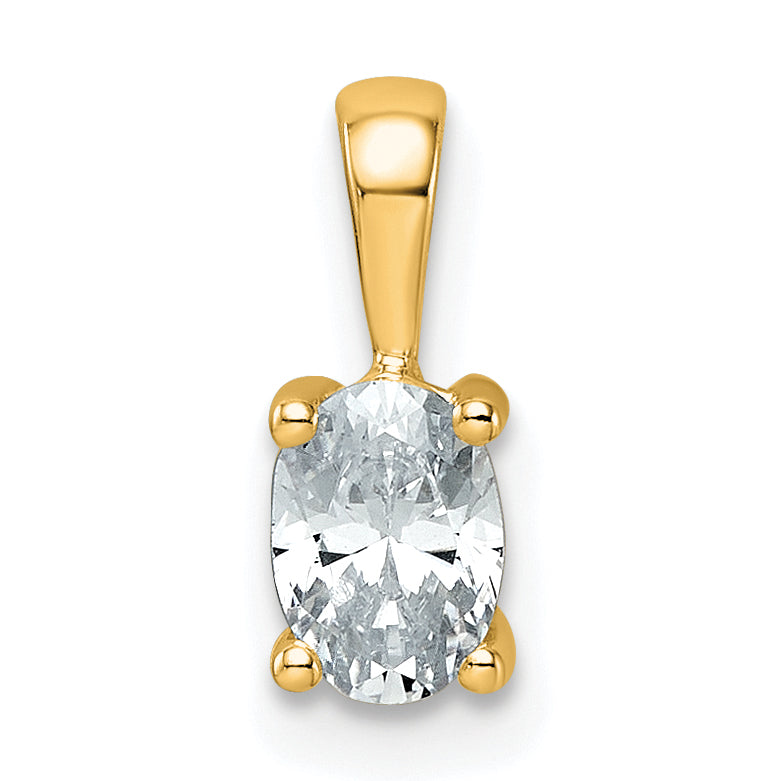 14K Yellow Gold 1/2 Carat Certified Lab Grown Diamond Vs+ F+ Oval Complete Four Prong Pendant