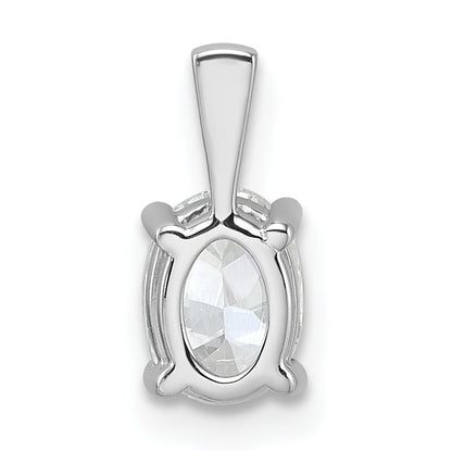14K White Gold 3/4 Carat Lab Grown Diamond Vs+ F+ Oval Complete Four Prong Pendant