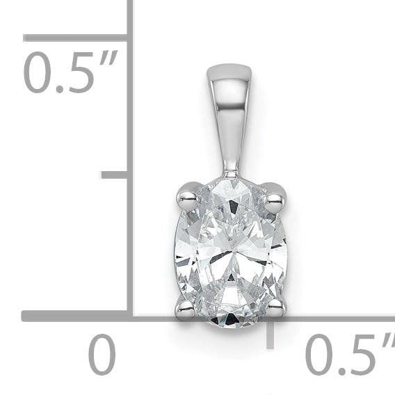 14K White Gold 3/4 Carat Certified Lab Grown Diamond Vs+ F+ Oval Complete Four Prong Pendant