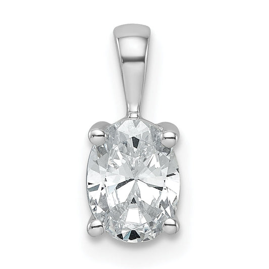 14K White Gold 3/4 Carat Lab Grown Diamond Vs+ F+ Oval Complete Four Prong Pendant
