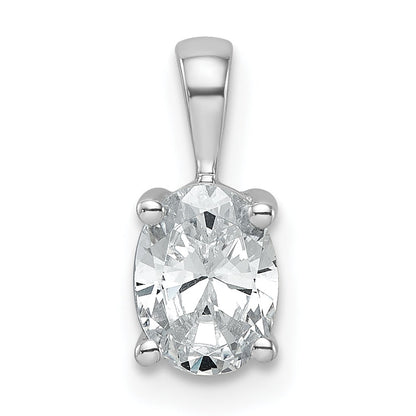14K White Gold 3/4 Carat Certified Lab Grown Diamond Vs+ F+ Oval Complete Four Prong Pendant
