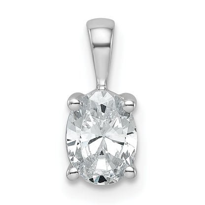 14k White Gold 3/4 Ct. Certified Lab Grown Diamond VS/SI+ G+ Oval Four Prong Pendant