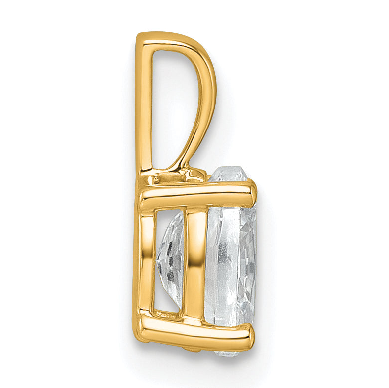 14K Yellow Gold 3/4 Carat Lab Grown Diamond Vs+ F+ Oval Complete Four Prong Pendant