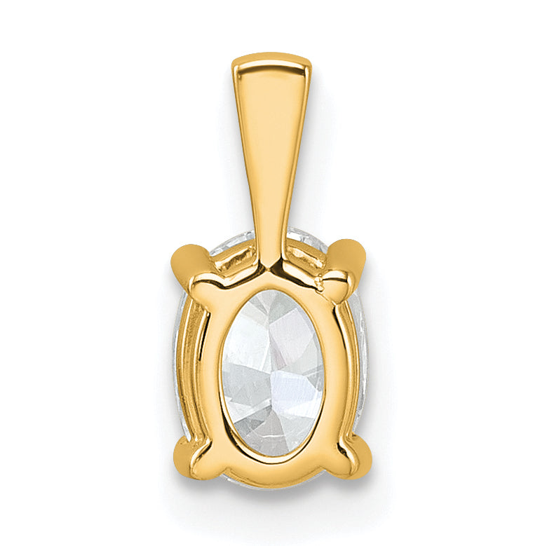14K Yellow Gold 3/4 Carat Lab Grown Diamond Vs+ F+ Oval Complete Four Prong Pendant