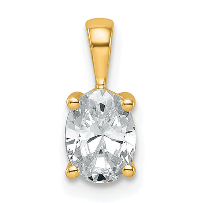 14K Yellow Gold 3/4 Carat Lab Grown Diamond Vs+ F+ Oval Complete Four Prong Pendant