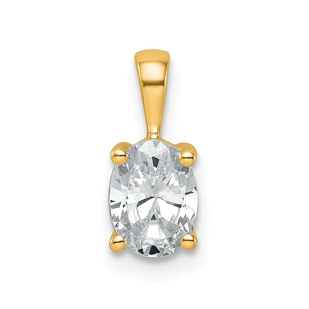 14k Yellow Gold 3/4 Ct. Certified Lab Grown Diamond VS/SI+ G+ Oval Complete Four Prong Pendant