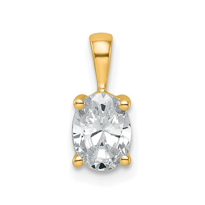 14k Yellow Gold 3/4 Ct. Certified Lab Grown Diamond VS/SI+ G+ Oval Complete Four Prong Pendant