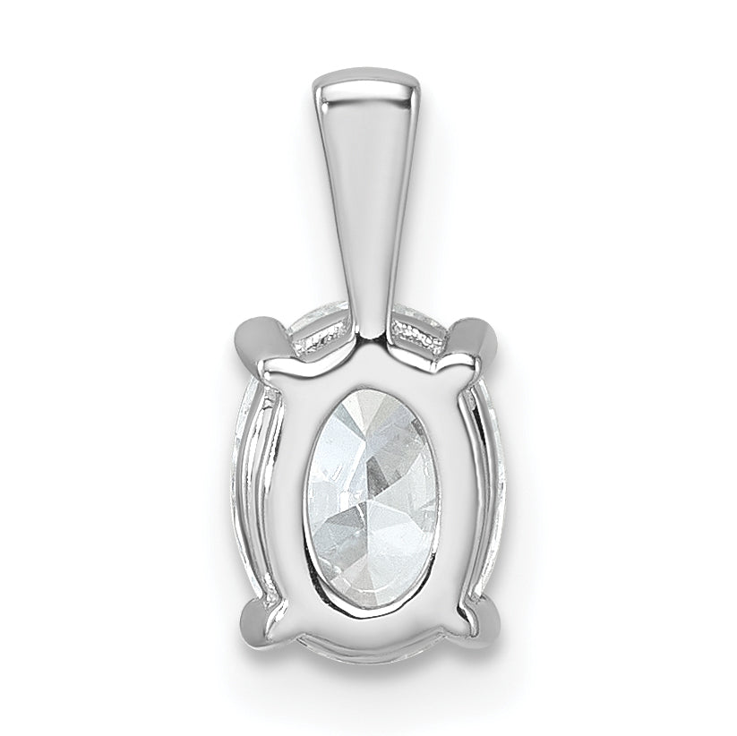 14K White Gold 1 Carat Certified Lab Grown Diamond Vs+ F+ Oval Complete Four Prong Pendant