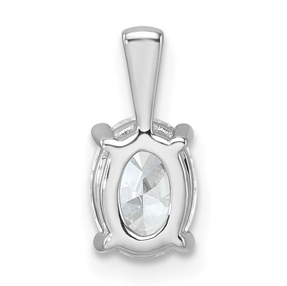 14K White Gold 1 Carat Certified Lab Grown Diamond Vs+ F+ Oval Complete Four Prong Pendant
